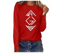 Camiseta de manga larga para mujer con estampado "Dios es más grande que los tops y los medios", rojo, L