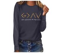 Camiseta de manga larga para mujer, genérica para mujer, con estampado "Dios es más grande que las tapas y las medias", gris oscuro, M