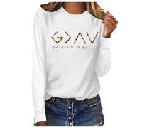 Camiseta de manga larga para mujer, genérica para mujer, con estampado "Dios es más grande que las tapas y las medias", blanco, S