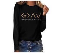 Camiseta de manga larga para mujer, genérica para mujer, con estampado "Dios es más grande que las tapas y las medias", Le Noir, M