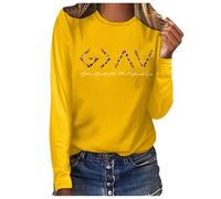 Camiseta de manga larga para mujer, genérica para mujer, con estampado "Dios es más grande que las tapas y las medias", amarillo, L