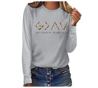 Camiseta de manga larga para mujer, genérica para mujer, con estampado "Dios es más grande que las tapas y las medias", gris claro, L