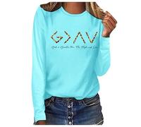 Camiseta de manga larga para mujer, genérica para mujer, con estampado "Dios es más grande que las tapas y las medias", azul celeste, S