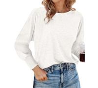 Camiseta de manga larga para mujer, holgada, redonda, pelucas de carnaval, Blanco, XXL