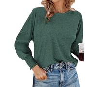 Camiseta de manga larga para mujer, holgada, redonda, pelucas de carnaval, verde, XL