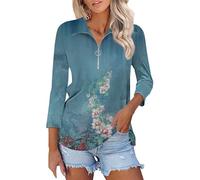 Camiseta de manga larga para mujer, manga 3/4, informal, suelta, elegante, blusa básica a rayas, monocolor, blusa grande, camisa de ocio, moda de tenis, deporte, parte superior, azul oscuro, XL