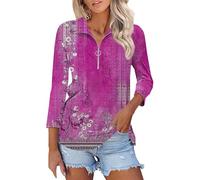 Camiseta de manga larga para mujer, manga 3/4, informal, suelta, elegante, blusa básica a rayas, monocolor, blusa grande, camisa de ocio, moda de tenis, deporte, parte superior, azul, L