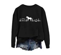 Camiseta de manga larga para mujer, para el día de San Valentín, sudadera con diseño de caballo para mujer, lindas camisas gráficas de latidos de corazón, cuello redondo, tops para amantes de los