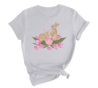 Camiseta de manga larga para mujer, verano, día de San Valentín, con estampado de amor, cuello redondo, manga corta, camiseta informal con cuello de cascada, gris, 3XL