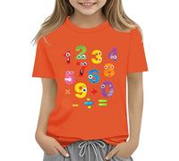 Camiseta de manga larga para mujer vintage con estampado gráfico para niños, número 2025, día de la escuela, día de las matemáticas, color negro, naranja, 12-13 años