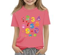 Camiseta de manga larga para mujer vintage con estampado gráfico para niños, número 2025, día de la escuela, día de las matemáticas, color negro, Rosa., 6-7 años