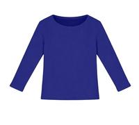 Camiseta de manga larga para niña, acanalada, elástica, ajustada, básica, cómoda, azul oscuro, 9-10 años