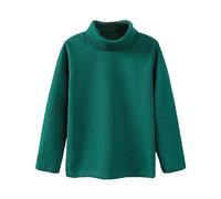 Camiseta de manga larga para niños, color negro, manga larga, cuello alto, abrigo básico para niñas y, con parte superior cálida para 3 a 10 blusas largas para niñas, verde, 6-7 años