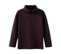 Camiseta de manga larga para niños, color negro, manga larga, cuello alto, abrigo básico para niñas y, con parte superior cálida para 3 a 10 blusas largas para niñas, café, 6-7 años