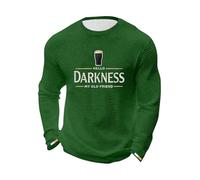 Camiseta de Manga Larga Tipo gofre for Hombre con gráfico Hello Darkness My Old Friend, Camiseta novedosa del día San Patricio, for Celebraciones navideñas(Green,M)
