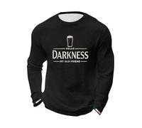 Camiseta de Manga Larga Tipo gofre for Hombre con gráfico Hello Darkness My Old Friend, Camiseta novedosa del día San Patricio, for Celebraciones navideñas(Black,S)