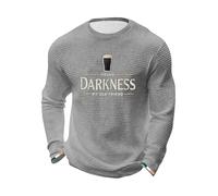 Camiseta de Manga Larga Tipo gofre for Hombre con gráfico Hello Darkness My Old Friend, Camiseta novedosa del día San Patricio, for Celebraciones navideñas(Gray,XL)
