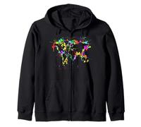 Camiseta de mapa del mundo de graffiti Escuela Geografía Atlas Global Tee Sudadera con Capucha