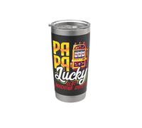 Camiseta de máquina tragamonedas Papa Lucky Casino Gambling Vegas Vaso térmico de acero inoxidable de doble pared