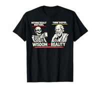 Camiseta de Meme de filosofía Divertida Esqueleto vs Sócrates para Mujer Camiseta