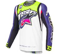 Camiseta de motocross Alpinestars Supertech SX edición limitada Dirt Studios blanco-violeta-rosa-amarillo fluo 2XL