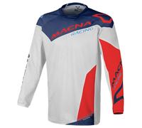 Macna Backyard-1 Maillot de motocross, Gris claro/azul/rojo, Talla XL