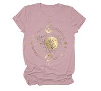 Camiseta de mujer 2026 Camiseta Corte Imprimé Décontracté Pour Femmes Avec Col Rond Casual Cuello Redondo Camisas Blancas, Rosa., S