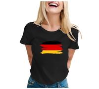 Camiseta de mujer 2026 Camiseta de mujer con cuello en V, manga corta, corte holgado, informal, moderna, top de algodón, manga corta, camiseta amarilla de manga larga, Negro , M