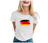 Camiseta de mujer 2026 Camiseta de mujer con cuello en V, manga corta, corte holgado, informal, moderna, top de algodón, manga corta, camiseta amarilla de manga larga, Blanco, L