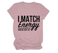 Camiseta de mujer 2026 Court Imprimé À Manches Courtes Et Col Rond Pour Femme Algodón Verano Moda Camiseta, Rosa., L