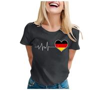 Camiseta de mujer 2026 para mujer, cuello en V, manga corta, corte holgado, informal, moderno, top de color liso básico amarillo, gris oscuro, XXL