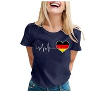 Camiseta de mujer 2026 para mujer, cuello en V, manga corta, corte holgado, informal, moderno, top de color liso básico amarillo, marine, S