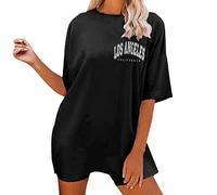 Camiseta de mujer 2026 para mujer, primavera, verano, manga corta, cuello redondo, talla grande, camiseta básica de color liso, parte superior blanca, Negro , L