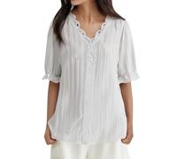 Camiseta de mujer 2026 Top de mujer con encaje, cuello en V, moderno, informal, con cortes, manga corta, camiseta de negocios, algodón, verano, camisetas amarillas, Blanco, XXL