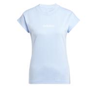 adidas Mujer Essentials Linear Cotton T-Shirt, Glow Blue/White, L