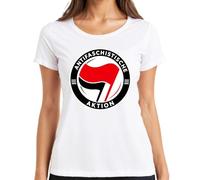 Camiseta de mujer antifascista acción política declaración, Blanco, 3XL