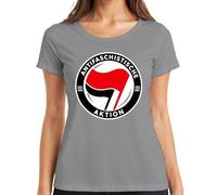 Camiseta de mujer antifascista acción política declaración, gris, M