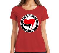 Camiseta de mujer antifascista acción política declaración, rojo, XXL