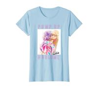 Camiseta de Mujer Barbie, Oficial, Todo el Cabello Camiseta, Mujer, Azul Bebé, S