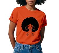 Camiseta de mujer camiseta gráfica Black Power Black Girl para mujer | Camiseta de concierto de música para mujer africana | Ropa afro elegante, naranja, M