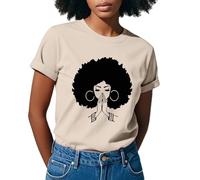 Camiseta de mujer camiseta gráfica Black Power Black Girl para mujer | Camiseta de concierto de música para mujer africana | Ropa afro elegante, beige, XL
