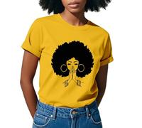 Camiseta de mujer camiseta gráfica Black Power Black Girl para mujer | Camiseta de concierto de música para mujer africana | Ropa afro elegante, amarillo, XXX-Large
