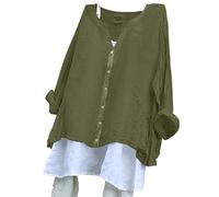 Camiseta de mujer con cuello en V, blusa de lino para mujer, talla grande, camisa de algodón y lino para el tiempo libre, tallas grandes, camiseta de manga larga, camisa de manga larga, ligera