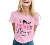 Camiseta de mujer con cuello en V estampado Breast Cancer Awareness Ribbon Casual Verano Top para Diario Casual Algodón Cómodo, Rosa., S