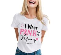 Camiseta de mujer con cuello en V estampado Breast Cancer Awareness Ribbon Casual Verano Top para Diario Casual Algodón Cómodo, Blanco, L