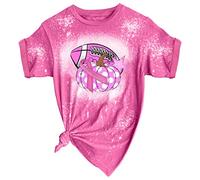 Camiseta de mujer con cuello redondo para conciencia del cáncer de mama en octubre camiseta suelta estampada, G, XXL