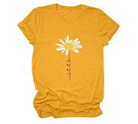 Camiseta de mujer con cuello redondo y estampado de margaritas, corte holgado, informal, elegante, para primavera/verano, manga larga, tallas grandes, Ye1, XXL