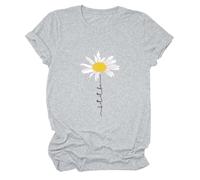 Camiseta de mujer con cuello redondo y estampado de margaritas, corte holgado, informal, elegante, para primavera/verano, manga larga, tallas grandes, GY2., 3XL