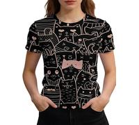 Camiseta de Mujer con gráfico de Flores Manga Corta Camisetas con Flores Vintage Impresas Tops de Verano Camiseta para el Día de San Valentín