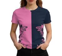 Camiseta de Mujer con gráfico de Flores Manga Corta Camisetas con Flores Vintage Impresas Tops de Verano Camiseta para el Día de San Valentín